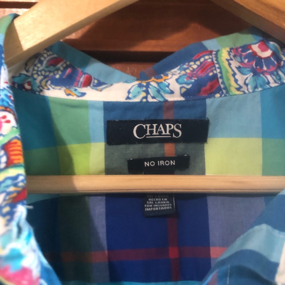 Chaps Turquoise Plaid Blouse Size 3X - Picture 3 of 6